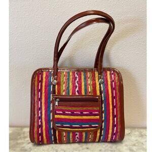 Brightly colored woven bag